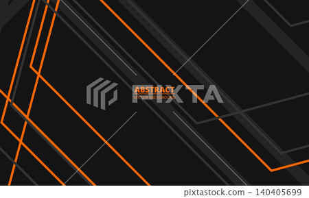 Black abstract modern background with gray and orange geometric lines and outlines. Black abstract modern background with gray and orange geometric lines and outlines. 140405699