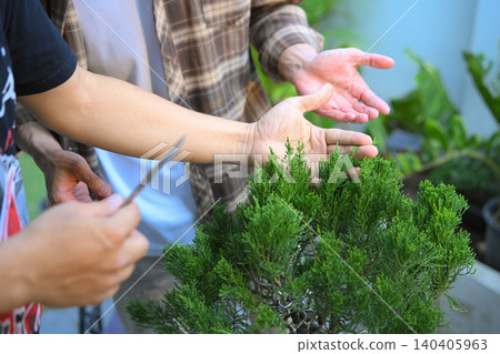 Teaching bonsai pruning technique with hands-on guidance Teaching bonsai pruning technique with hands-on guidance 140405963