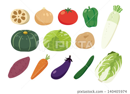 一組可愛的手繪蔬菜圖示插圖。 一組可愛的手繪蔬菜圖示插圖。 140405974