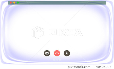 Glowing video call window mockup on transparent background. Online meeting interface template with purple blur effect and ui control buttons for modern digital communication. Glowing video call window mockup on transparent background. Online meeting interface template with purple blur effect and ui control buttons for modern digital communication. 140406002