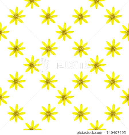 Spring flowers. Seamless watercolor pattern with yellow lesser celandine flowers in a checkerboard layout. Perfect for fabric, wallpaper, wrapping paper and stationery design. 140407395