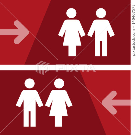 Pictogram and arrow on a graphic panel Pictogram and arrow on a graphic panel 140407575