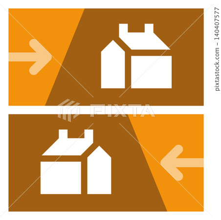 Pictogram and arrow on a graphic panel Pictogram and arrow on a graphic panel 140407577