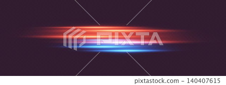 Glowing red and blue light beams crossing dark background creating abstract effect Glowing red and blue light beams crossing dark background creating abstract effect 140407615