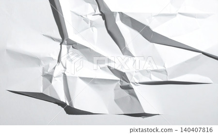 Torn and crumpled white paper with dramatic shadows on bright background Torn and crumpled white paper with dramatic shadows on bright background 140407816