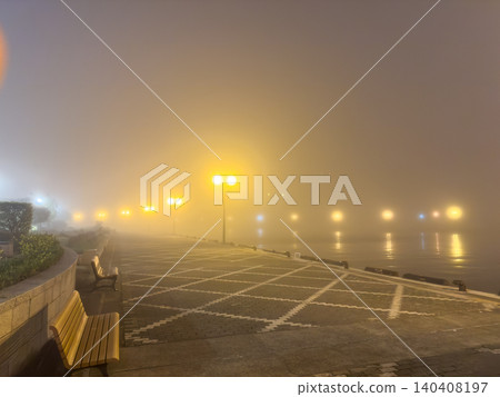 Nusamai Square, shrouded in the night fog of Kushiro, the city of fog. Nusamai Square, shrouded in the night fog of Kushiro, the city of fog. 140408197