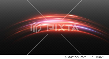 Red and blue glowing streaks creating motion effect on transparent backdrop Red and blue glowing streaks creating motion effect on transparent backdrop 140408219