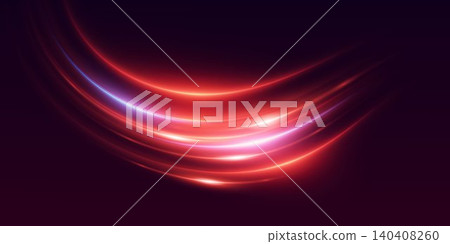 Abstract vibrant light trails creating a dynamic curved motion effect on a dark background 140408260