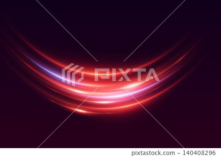 Abstract glowing energy lines forming a curved speed streak foregrounding dark background Abstract glowing energy lines forming a curved speed streak foregrounding dark background 140408296