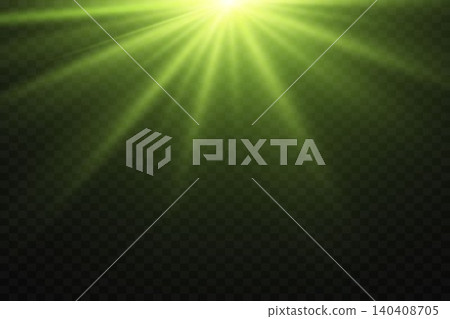 Bright green light rays creating a glowing lens flare overlay Bright green light rays creating a glowing lens flare overlay 140408705