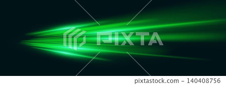 Green light streaks moving quickly, creating a dynamic effect on black background Green light streaks moving quickly, creating a dynamic effect on black background 140408756