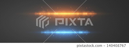 Two horizontal light lines with particle explosions creating a dynamic, abstract background Two horizontal light lines with particle explosions creating a dynamic, abstract background 140408767