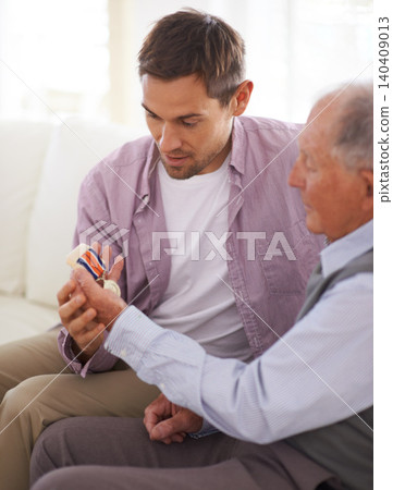 Elderly, man and son or medal on sofa with war badge, pride and honor for military hero in living room of home. Senior, veteran and retired soldier with medallion for service in army with happiness Elderly, man and son or medal on sofa with war badge, pride and honor for military hero in living room of home. Senior, veteran and retired soldier with medallion for service in army with happiness 140409013