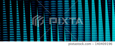 Dark abstract background with repeating vertical cyan and blue bars, thin lines, and glowing curved highlights over a black backdrop, creating a modern futuristic pattern banner. Dark abstract background with repeating vertical cyan and blue bars, thin lines, and glowing curved highlights over a black backdrop, creating a modern futuristic pattern banner. 140409196