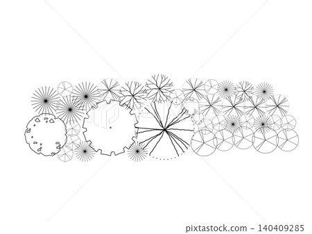 architecture drawing plant tree top view plan black vegetation vector. design nature architectural landscape set element illustration bush garden flora sapling minimal. architect isolated. 140409285
