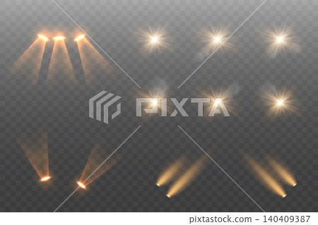 Realistic light effects and lens flares providing bright illumination on transparent background Realistic light effects and lens flares providing bright illumination on transparent background 140409387
