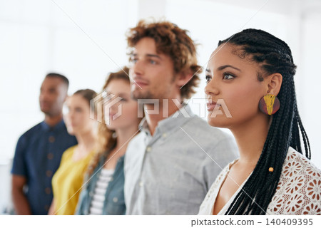 Line, woman and group with diversity for recruitment in row, waiting and serious for career opportunity. People, candidates and onboarding team with pride, confidence and interview process at company Line, woman and group with diversity for recruitment in row, waiting and serious for career opportunity. People, candidates and onboarding team with pride, confidence and interview process at company 140409395