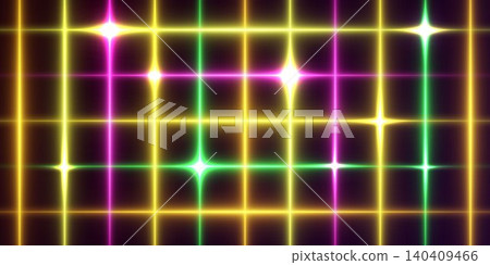 Abstract background featuring glowing neon light lines forming a vibrant colorful grid Abstract background featuring glowing neon light lines forming a vibrant colorful grid 140409466