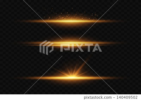 Golden light effects creating sparkling lines, stars, and flares on a dark background Golden light effects creating sparkling lines, stars, and flares on a dark background 140409502
