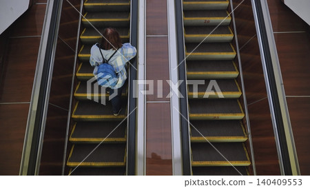 Moscow metro passengers riding escalator, daily commuting in urban setting Moscow metro passengers riding escalator, daily commuting in urban setting 140409553