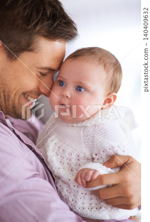 Dad, hug and baby with love, support and care for family, bonding and paternity at home. Happy father, parent or man playing with his newborn child for affection, development and excited for growth Dad, hug and baby with love, support and care for family, bonding and paternity at home. Happy father, parent or man playing with his newborn child for affection, development and excited for growth 140409632