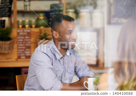 Happy, man and friends in window at cafe for brunch together on holiday or vacation in Mexico. Person, smile and talk to people in coffee shop with funny conversation at lunch with espresso or latte Happy, man and friends in window at cafe for brunch together on holiday or vacation in Mexico. Person, smile and talk to people in coffee shop with funny conversation at lunch with espresso or latte 140410088