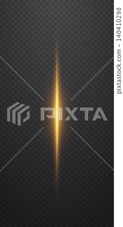 Golden glowing light beam with lens flare effect on transparent background Golden glowing light beam with lens flare effect on transparent background 140410298