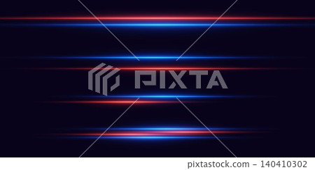 Abstract illustration showing parallel moving light lines in blue and red on a dark background Abstract illustration showing parallel moving light lines in blue and red on a dark background 140410302