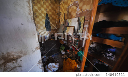 Ransacked slavic apartment revealing poverty and desolation Ransacked slavic apartment revealing poverty and desolation 140410511