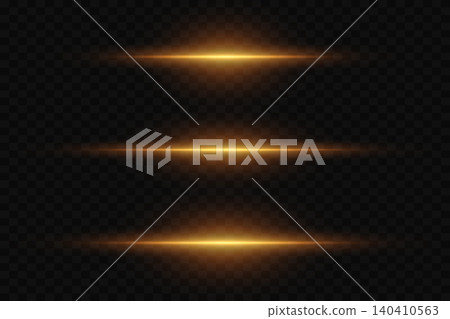 Golden light effects creating three horizontal glowing flares on an abstract dark backdrop Golden light effects creating three horizontal glowing flares on an abstract dark backdrop 140410563