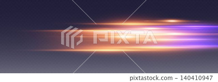 Horizontal lines of light creating a glowing motion blurred dynamic background 140410947