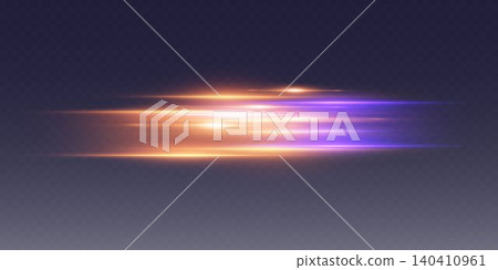 Abstract horizontal light lines creating a dynamic speed trail on a dark background Abstract horizontal light lines creating a dynamic speed trail on a dark background 140410961