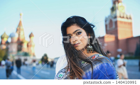 Bangladeshi girl visiting Moscow Red Square, enjoying her international travel experience Bangladeshi girl visiting Moscow Red Square, enjoying her international travel experience 140410991