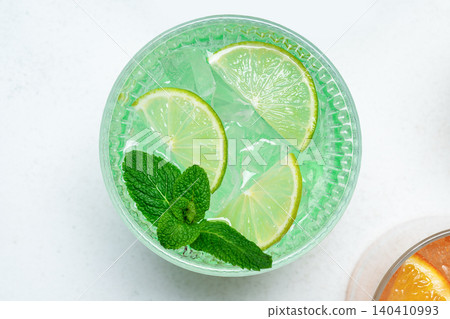 Fresh lime drink mint ice Fresh lime drink mint ice 140410993