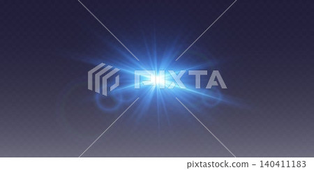 Blue light burst with radiating rays and circular lens flares on dark background 140411183