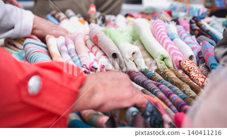 India Day Moscow festival offering Indian textiles, colorful shawls, and fabrics India Day Moscow festival offering Indian textiles, colorful shawls, and fabrics 140411216