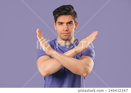 Dissatisfied handsome man Disapproving With No Sign, Refuse Offer. Rejecting Dissatisfied handsome man Disapproving With No Sign, Refuse Offer. Rejecting 140412347