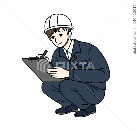 Male worker's helmet, board writing, navy blue. Male worker's helmet, board writing, navy blue. 140412612
