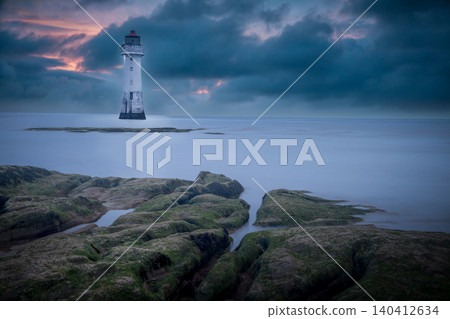 New Brighton Lighthouse Wirral Sunset with Rocky Shore New Brighton Lighthouse Wirral Sunset with Rocky Shore 140412634