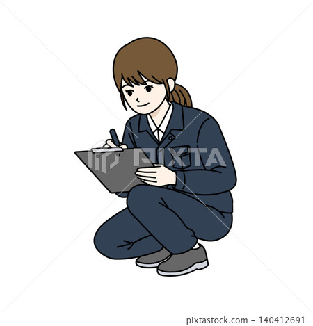 Female worker writing on a whiteboard (navy blue) Female worker writing on a whiteboard (navy blue) 140412691