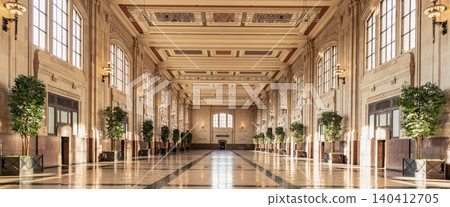 Kansas City, Missouri, USA - August 07, 2025: Train station hall. Architecture and architectural indoor. Architectural building of train station. Panoramic view. Hall station in Kansas union station Kansas City, Missouri, USA - August 07, 2025: Train station hall. Architecture and architectural indoor. Architectural building of train station. Panoramic view. Hall station in Kansas union station 140412705