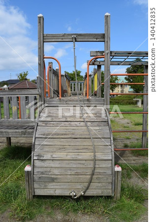 Wooden playground for children's park 140412835
