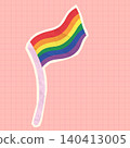 Rainbow wavy pride flag vector sticker with halftone paper texture, LGBT pride month design for posters, invitations, events 140413005