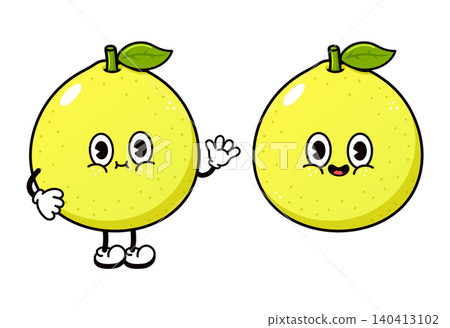 Two cute pomelo fruit characters Two cute pomelo fruit characters 140413102
