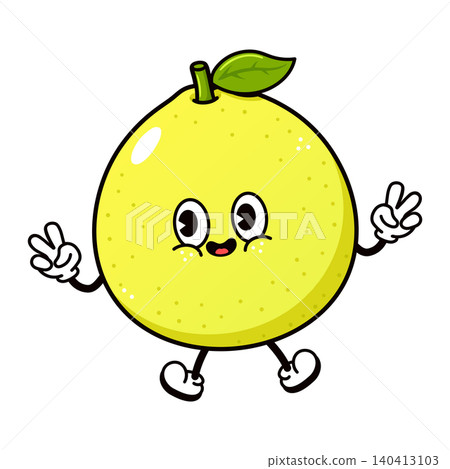 Cute pomelo character jumping happily Cute pomelo character jumping happily 140413103