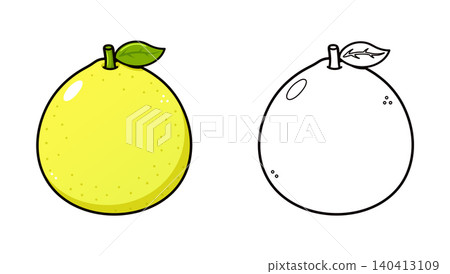 Pomelo fruit outline illustration set Pomelo fruit outline illustration set 140413109