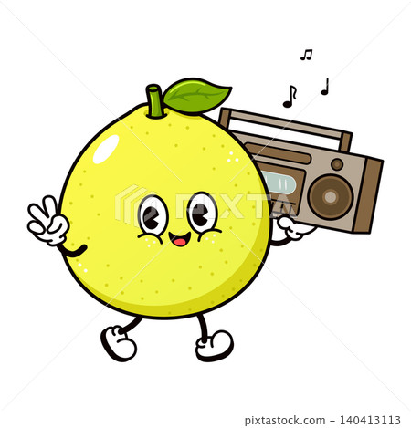 Cute pomelo character with boombox Cute pomelo character with boombox 140413113