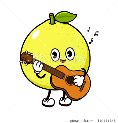 Cute pomelo character playing guitar Cute pomelo character playing guitar 140413121