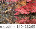 鮮紅的秋葉和池塘 140413265