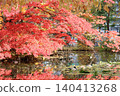 鮮紅的秋葉和池塘 140413268